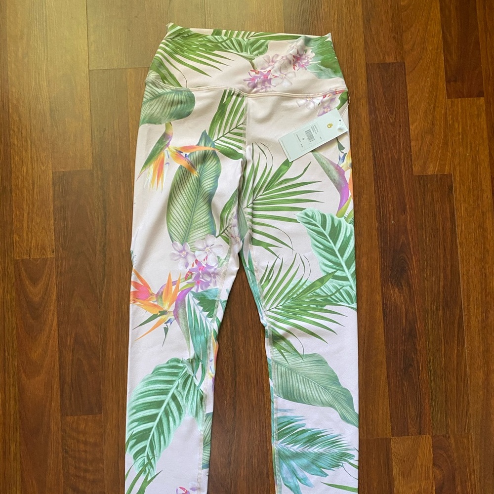 Spiritual Gangster Tropical Print Leggings - Green and Pink